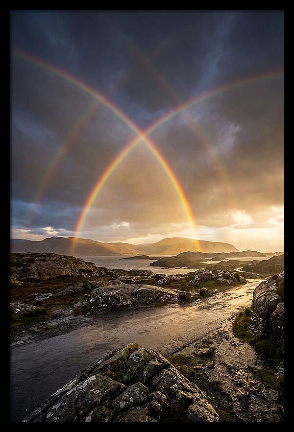Double Rainbow Over Serene Landscape