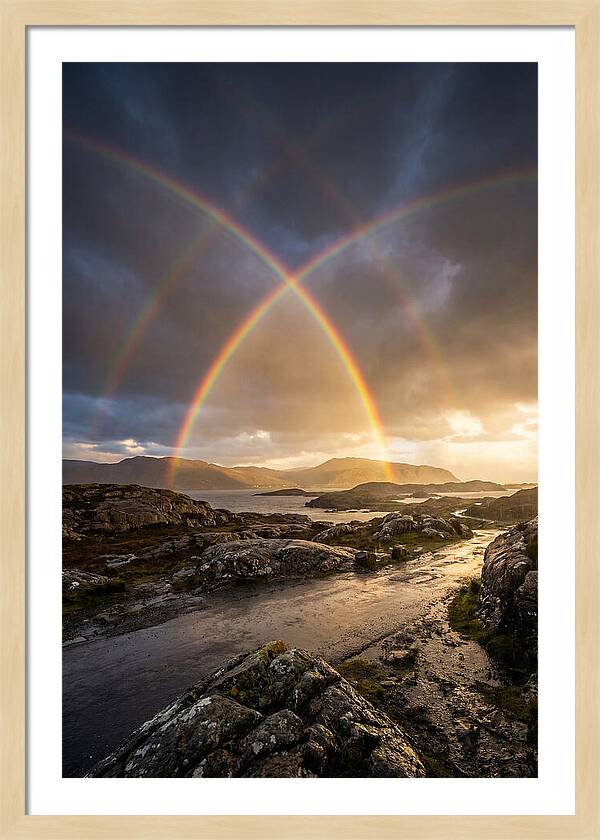 Double Rainbow Over Serene Landscape