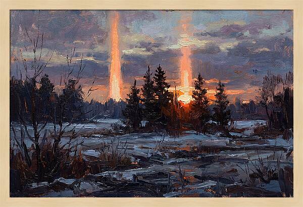 Double Sun Pillar Effect