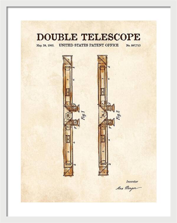 Double Telescope Binoculars Watercolor Patent Us807713