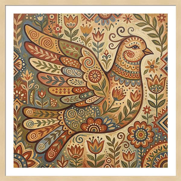 Dove In Folk Art Style