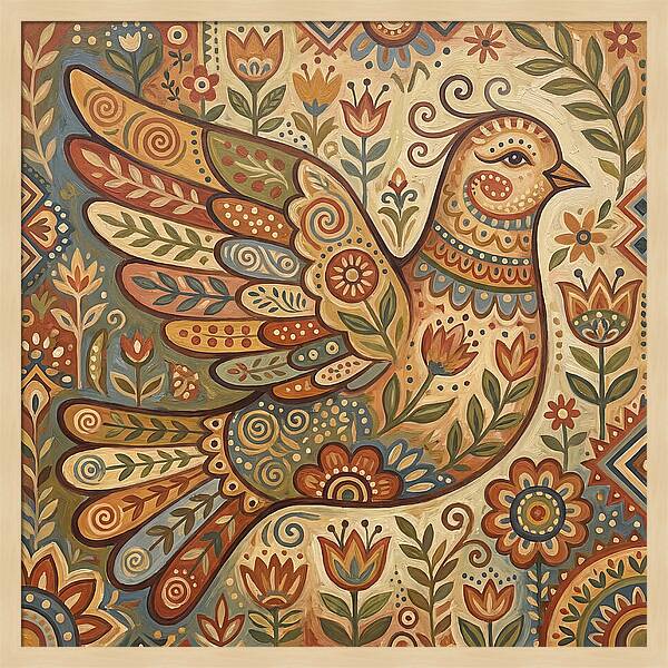 Dove In Folk Art Style
