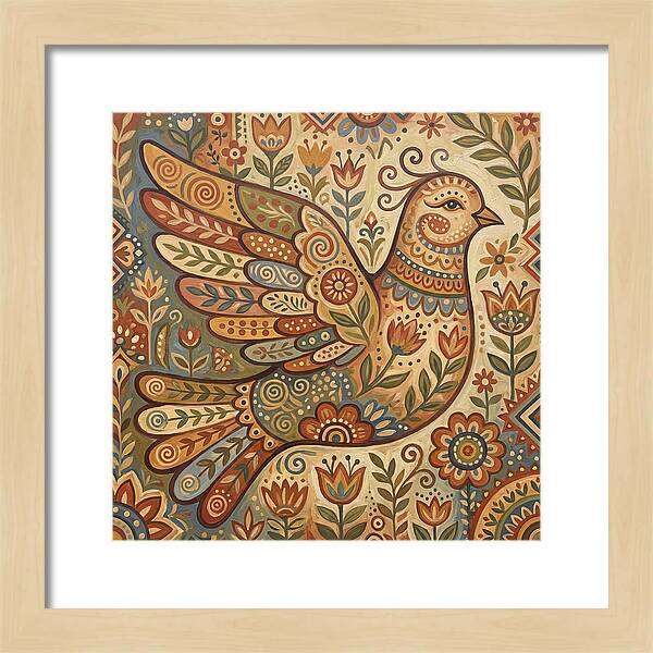 Dove In Folk Art Style