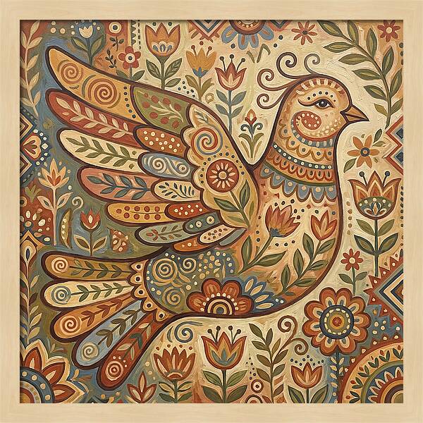 Dove In Folk Art Style