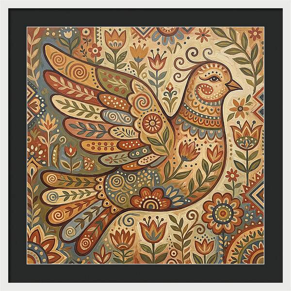 Dove In Folk Art Style