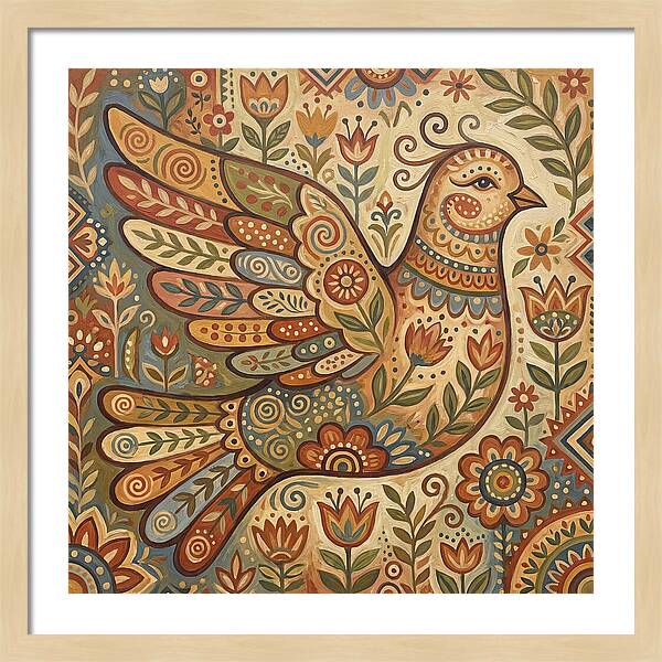 Dove In Folk Art Style