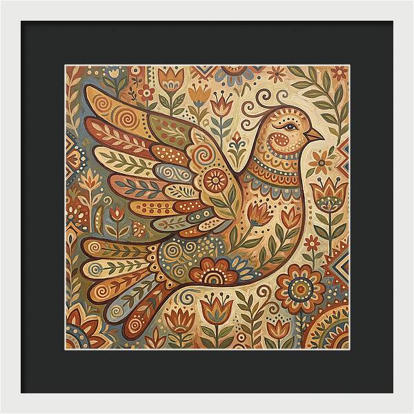 Dove In Folk Art Style