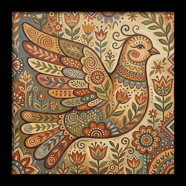 Dove In Folk Art Style