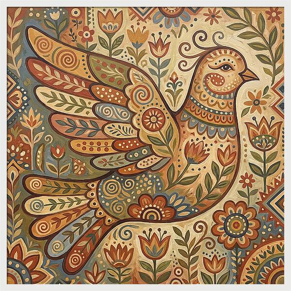 Dove In Folk Art Style
