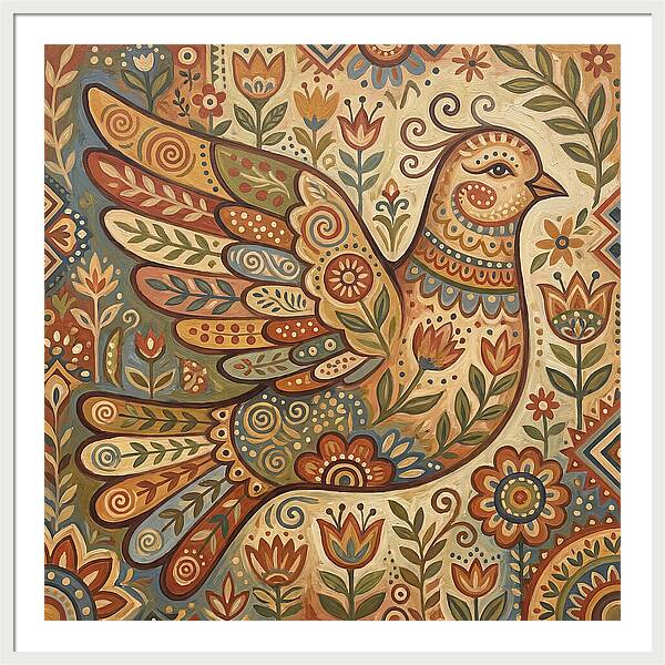 Dove In Folk Art Style