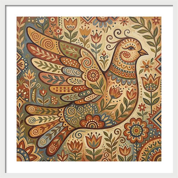 Dove In Folk Art Style