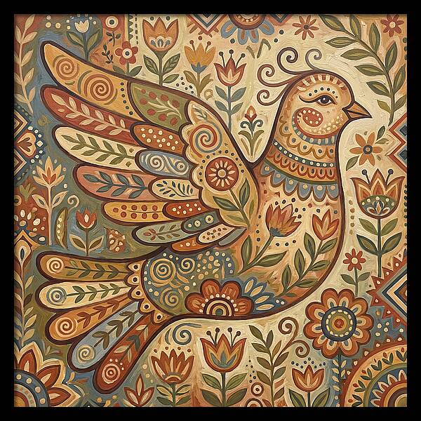 Dove In Folk Art Style