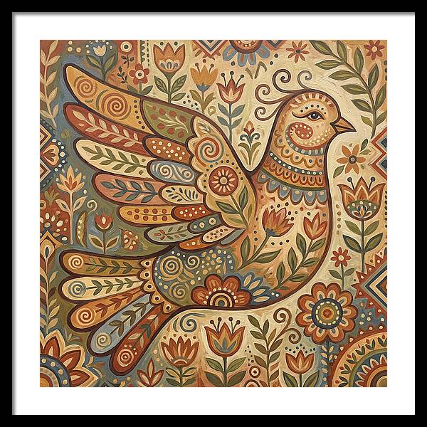 Dove In Folk Art Style
