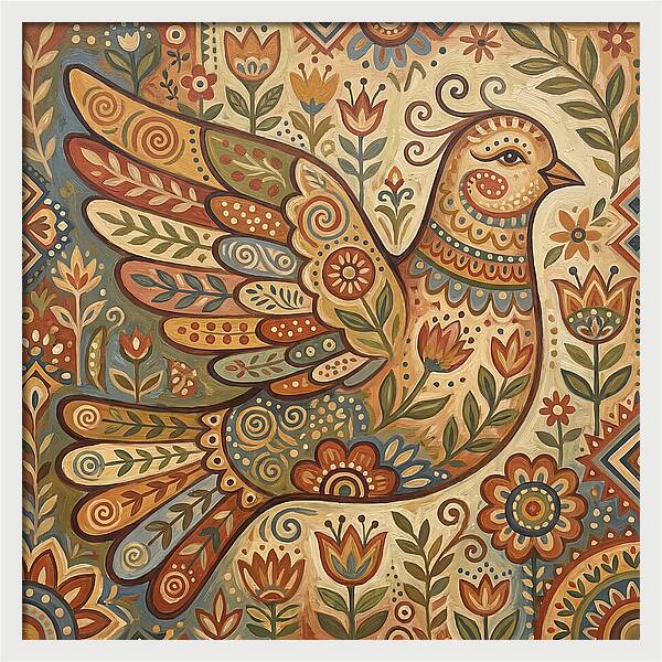 Dove In Folk Art Style