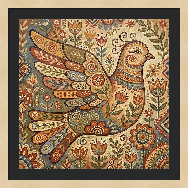 Dove In Folk Art Style