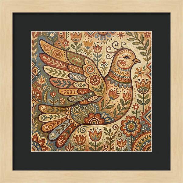 Dove In Folk Art Style