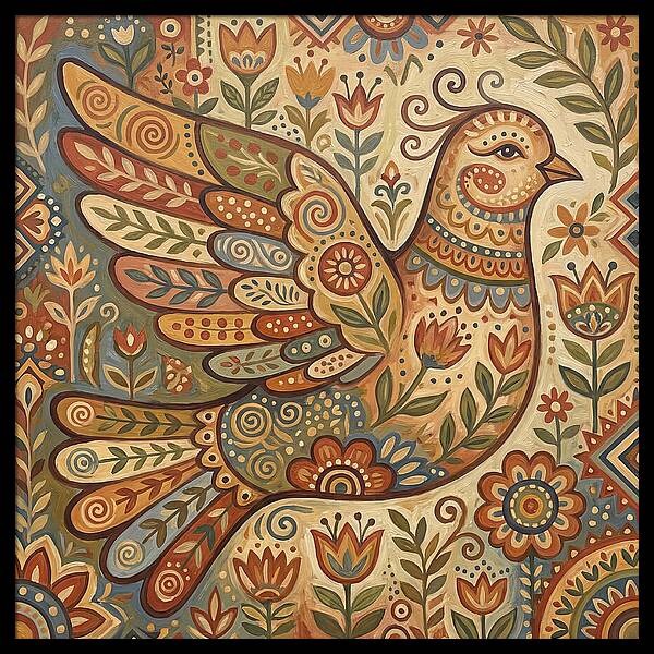 Dove In Folk Art Style
