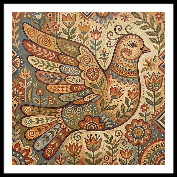 Dove In Folk Art Style
