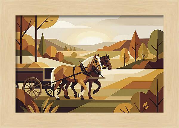 Draft Horses In Autumn Landscape