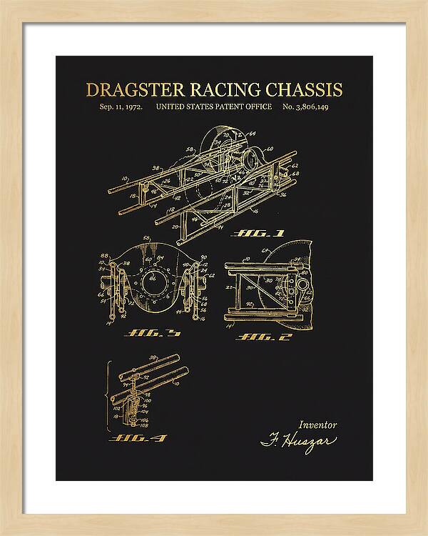 Dragster Racing Chassis Gold Patent Us3806149a