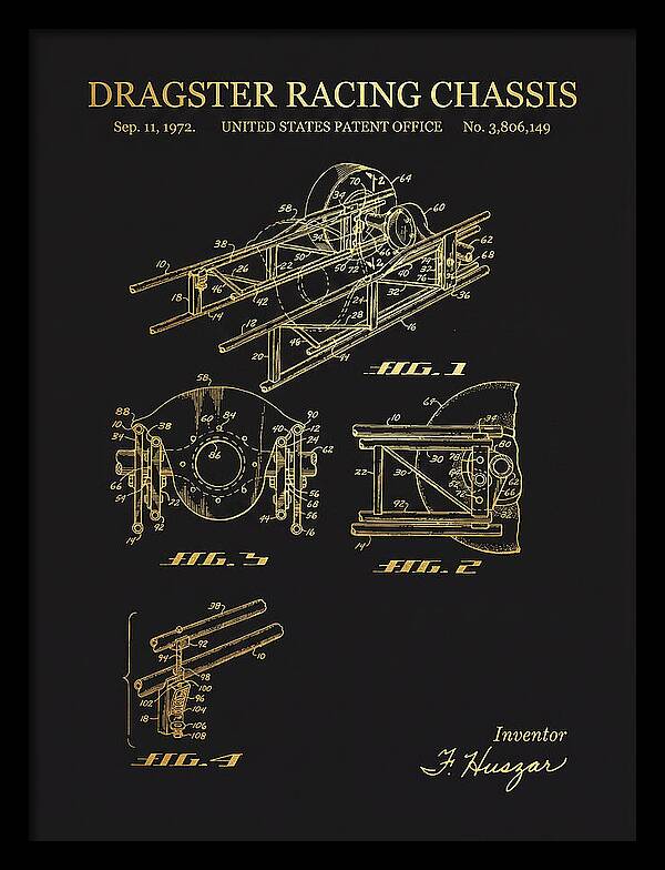 Dragster Racing Chassis Gold Patent Us3806149a