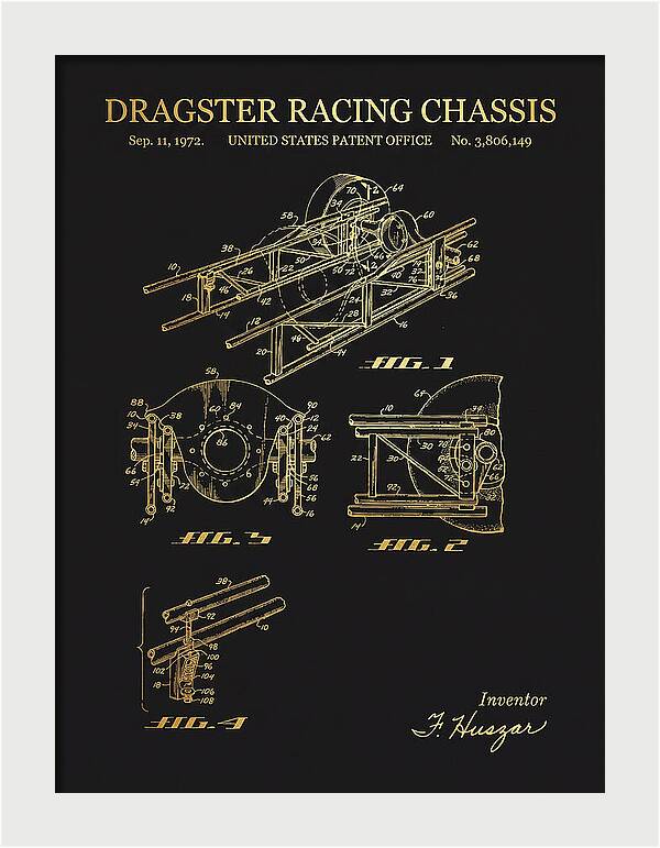 Dragster Racing Chassis Gold Patent Us3806149a