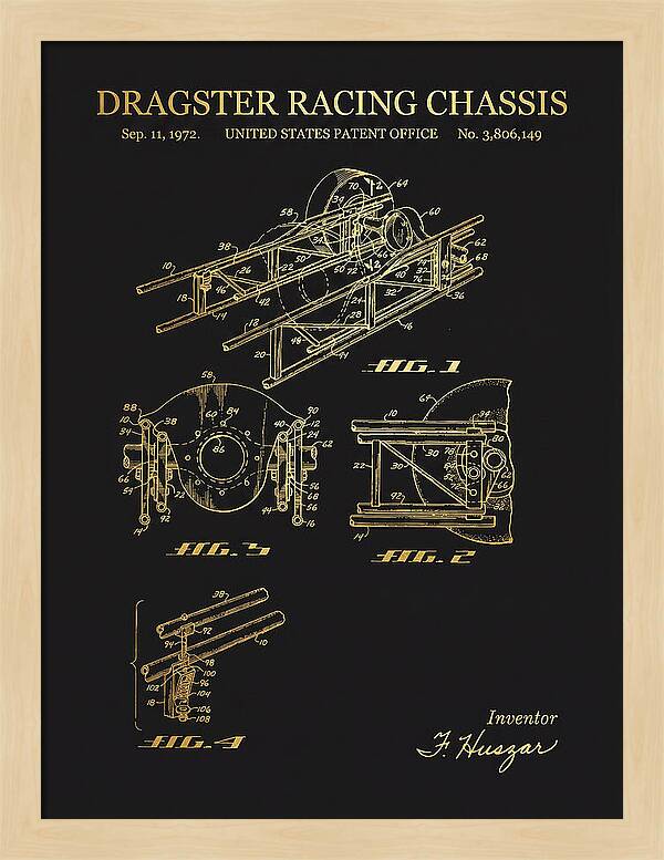 Dragster Racing Chassis Gold Patent Us3806149a