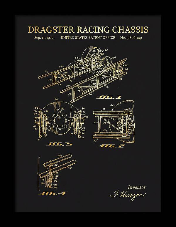 Dragster Racing Chassis Gold Patent Us3806149a