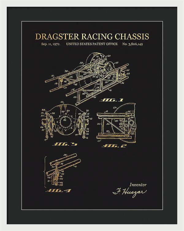 Dragster Racing Chassis Gold Patent Us3806149a