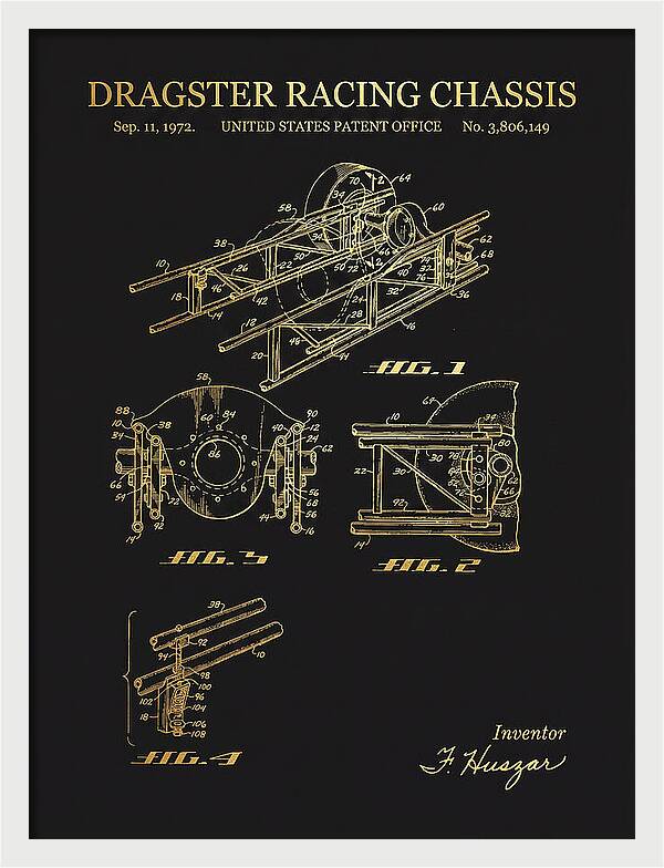 Dragster Racing Chassis Gold Patent Us3806149a