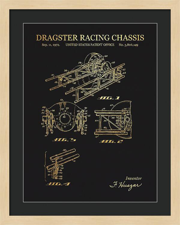 Dragster Racing Chassis Gold Patent Us3806149a