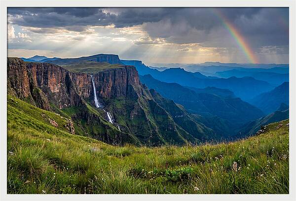 Drakensberg Majesty Under Rainbow