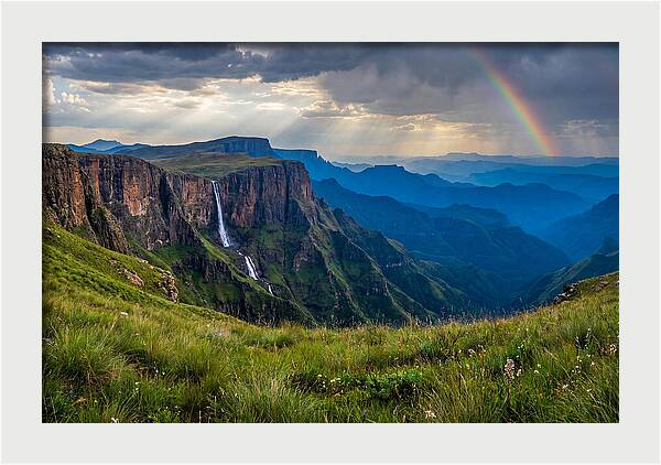 Drakensberg Majesty Under Rainbow