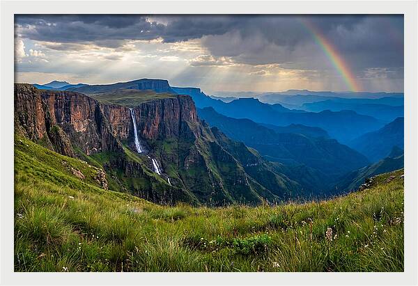 Drakensberg Majesty Under Rainbow