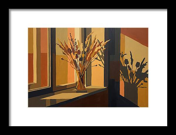 Dried Grass Bouquet In Autumn Sunlight