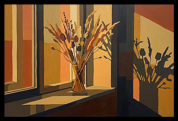 Dried Grass Bouquet In Autumn Sunlight