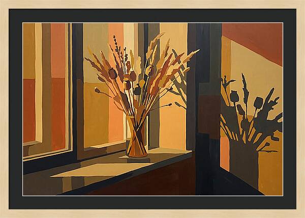 Dried Grass Bouquet In Autumn Sunlight