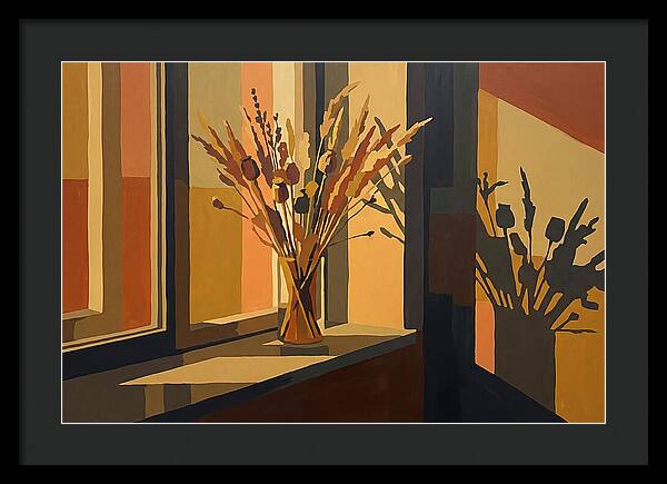 Dried Grass Bouquet In Autumn Sunlight