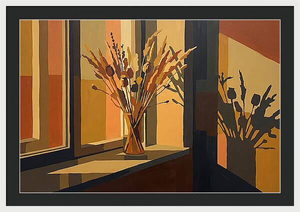 Dried Grass Bouquet In Autumn Sunlight