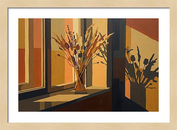 Dried Grass Bouquet In Autumn Sunlight