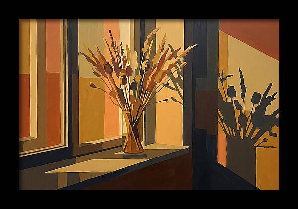 Dried Grass Bouquet In Autumn Sunlight
