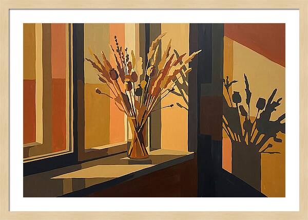 Dried Grass Bouquet In Autumn Sunlight