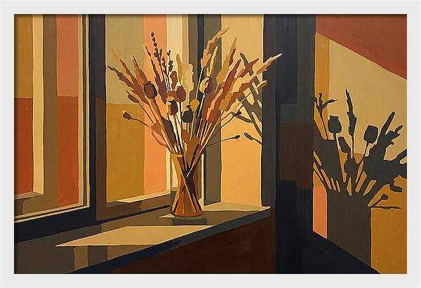 Dried Grass Bouquet In Autumn Sunlight