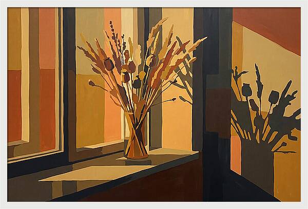 Dried Grass Bouquet In Autumn Sunlight
