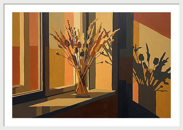 Dried Grass Bouquet In Autumn Sunlight