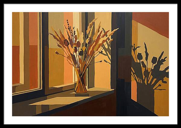 Dried Grass Bouquet In Autumn Sunlight