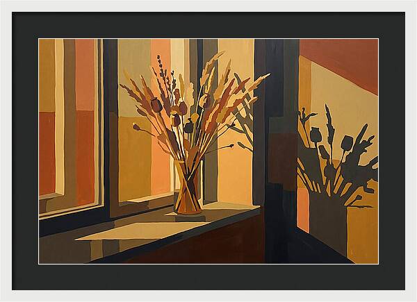 Dried Grass Bouquet In Autumn Sunlight