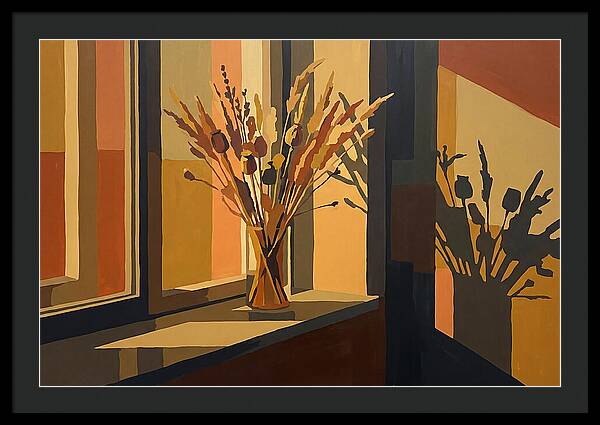 Dried Grass Bouquet In Autumn Sunlight