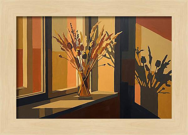 Dried Grass Bouquet In Autumn Sunlight