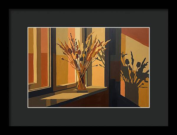 Dried Grass Bouquet In Autumn Sunlight